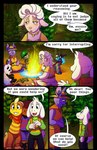 absolutedream absurd_res anthro asriel_dreemurr beaver boss_monster_(undertale) bovid campfire caprine clothed clothing comic detailed_background dialogue english_text female fire flower frisk_(undertale) hat headgear headwear hi_res human lagomorph lizard mammal monster monster_kid outside plant rabbit_shopkeeper reptile rodent scalie sheep sitting speech_bubble standing suid suina sus_(pig) text tree undertale undertale_(series) whimsun wild_boar