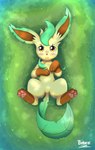 2023 alternate_species ambiguous_gender annoyed bird's-eye_view blush bokurei brown_eyes brown_nose chest_tuft dappled_light detailed_background digitigrade eeveelution elemental_creature featureless_crotch feet feral flora_fauna front_view frown full-length_portrait fur generation_4_pokemon head_leaf hi_res high-angle_view isolde_(bokurei) leaf leaf_tail leafeon leg_markings looking_at_viewer looking_up lying markings nintendo notched_ear on_back on_grass outside pawpads paws pink_pawpads plant pokemon pokemon_(species) portrait socks_(marking) soles solo tail tan_body tan_fur toes tuft