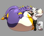 2022 anthro belly belly_expansion belly_inflation belly_on_ground big_belly big_butt blue_eyes butt dragoneer_(character) duo ear_piercing eevee expansion fatsomon feeding fluffy fluffy_tail fur generation_1_pokemon grin hand_on_belly hi_res hose_in_mouth hose_inflation huge_belly hyper hyper_belly inflation looking_at_another lying male male/male markings murasadramon nintendo obese obese_anthro obese_male on_front overweight overweight_anthro overweight_male piercing pokemon pokemon_(species) purple_body red_eyes smile standing tail tank_(container) thick_thighs weight_gain white_body white_fur wren_(dragoneer) yellow_markings