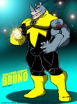 2012 anthro balls_outline bruno_rhynox bulge clothed clothing detailed_bulge genital_outline hi_res male mammal muscular muscular_anthro muscular_male penis_outline rhinoceros sinestro_corps solo tattoo tomcat_(artist)