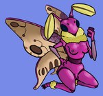 anthro arthropod balls blue_eyes breasts fur genitals gynomorph insect intersex lepidopteran moth mr.pp nipples non-mammal_balls non-mammal_nipples nude penis pink_body rosy_maple_moth selfie solo yellow_body yellow_fur