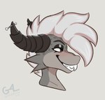 anthro deathclaw eyeshadow fallout furgonomics furry-specific_piercing gevaudan_(good4life4ever) good4life4ever grin hair horn horn_piercing makeup male microsoft mohawk piercing scalie side_view smile smirk solo teeth teeth_showing white_hair