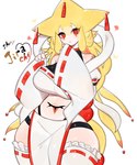 anthro asian_clothing big_breasts blonde_hair bottomwear breasts clothing east_asian_clothing female generation_3_pokemon hair heart_symbol hi_res humanoid japanese_clothing jirachi legendary_pokemon loincloth miko_outfit nintendo pokemon pokemon_(species) red_eyes shiny_pokemon signature solo talisman thick_thighs togetoge wide_hips