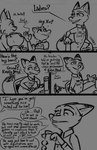 2022 anthro canid canine chair cigarette clothing comic conditional_dnp dialogue disney english_text felid feline female fox furniture greeting group hi_res lynx mammal mephitid monochrome mrs._wilde mustelid otter red_fox simple_background skunk speech_bubble table tangerine_(artist) text true_fox uniform zootopia