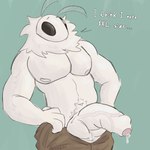 arthropod big_penis bottomwear clothed clothing foreskin fur genitals hi_res humanoid_genitalia humanoid_penis insect lepidopteran male moth palister35 pants partially_clothed penis solo tight_clothing topless topless_male vein veiny_penis white_body white_fur