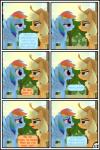 absurd_res applejack_(mlp) base_three_layout blonde_hair comic digital_media_(artwork) duo earth_pony english_text equid equine female feral friendship_is_magic green_eyes grid_layout gutovi-kun hair hasbro hi_res horse mammal multicolored_hair my_little_pony mythological_creature mythological_equine mythology pegasus pony purple_eyes rainbow_dash_(mlp) rainbow_hair six_frame_grid six_frame_image text three_row_layout wings