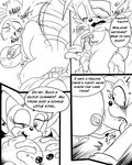 4:5 age_difference anthro bat big_breasts blush bodily_fluids breasts canid canine comic cum dialogue duo english_text female first_orgasm fox genital_fluids genitals greenhill licking licking_lips male male/female mammal miles_prower monochrome older_female penis pronounced_browridge rouge_the_bat sega sonic_the_hedgehog_(series) speech_bubble text tongue tongue_out younger_male