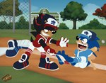 4_toes anthro barefoot baseball_uniform clothing duo feet foot_fetish foot_focus foot_play glifer hi_res laugh male male/male sega shadow_the_hedgehog soles sonic_the_hedgehog sonic_the_hedgehog_(series) sportswear tickle_torture tickling tickling_feet toes uniform