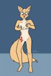 2:3 anthro blush breast_fondling breast_play breasts canid canine featureless_crotch female fondling fox hand_on_breast hi_res jasentamiia mammal solo