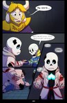 absolutedream absurd_res animated_skeleton anthro asgore_dreemurr black_border blood bodily_fluids bone border clothed clothing comic english_text hi_res humanoid male mature_anthro mature_male papyrus_(undertale) power_cord sans_(undertale) skeleton text undead undertale undertale_(series)