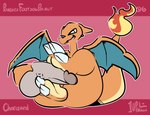 1upgobbo 2023 absurd_res ambiguous_gender anthro balls charizard disembodied_penis duo feet fire flaming_tail foot_fetish foot_play footjob generation_1_pokemon genitals hi_res male male/ambiguous nintendo penis pokemon pokemon_(species) sex tail vein veiny_penis