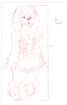 anthro canid canine canis clothing coco_the_parisian_poodle corset digitigrade domestic_dog drawfag english_text female lingerie maid_uniform mammal poodle punipuri sketch solo text topwear uniform