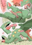 anal anal_penetration animal_genitalia blaziken blush bodily_fluids cloaca cum erection feral generation_3_pokemon genital_fluids genitals green_body heart_symbol hi_res male male/male male_penetrated male_penetrating male_penetrating_male nintendo nude penetration penis pokemon pokemon_(species) red_body sceptile sex tongue yamatokuroko965