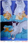 anthro bed brown_body brown_fur casual_nudity comic duo female fur furniture grey_body grey_fur hi_res lirkov male male/female mammal marker_(artwork) mouse murid murine nude on_bed open_mouth rodent sciurid traditional_media_(artwork) tree_squirrel yawn