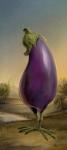 ambiguous_gender avian bird eggplant elemental_creature flora_fauna food food_creature fruit grass great_eggplant_of_kalamata hybrid living_fruit outside pear plant pond purple_body sky solo tree ursula_vernon water