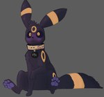 2023 black_body black_ears black_fur black_nose black_sclera black_tail blush blush_lines brown_collar collar collar_tag digital_media_(artwork) eeveelution feral fur generation_2_pokemon grey_background male multicolored_body multicolored_ears multicolored_fur nintendo orange_body orange_ears orange_eyes orange_fur orange_tail pawpads pokemon pokemon_(species) purple_pawpads quadruped simple_background sitting solo sushiamazing tail two_tone_body two_tone_ears two_tone_fur two_tone_tail umbreon