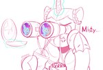 bendy_straw binoculars compact cross-popping_vein drinking drinking_straw equid equine female feral food hasbro hi_res horn mammal marenlicious misty_brightdawn_(mlp) mlp_g5 my_little_pony mythological_creature mythological_equine mythology opaline_(mlp) popcorn unicorn