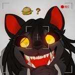 2024 absurd_res anthro black_body black_fur black_hair canid canine digital_drawing_(artwork) digital_media_(artwork) fur hair hi_res looking_at_viewer mammal open_mouth open_smile red_tongue smile swiwwel tongue yellow_eyes