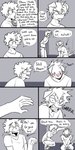 1:2 absurd_res animal_humanoid bdsm blush canid canid_humanoid canine canine_humanoid comic dialogue dog_humanoid duo english_text floppy_ears good_boy greyscale hi_res human humanoid izuku_midoriya katsuki_bakugou male mammal mammal_humanoid monochrome my_hero_academia pet_praise petplay praise pretty_werewolf roleplay sitting speech_bubble submissive submissive_humanoid submissive_male tail tail_motion tailwag text