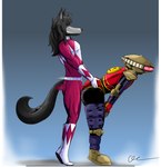 aime_westly_(babyaren) alpha_5_(power_rangers) android anthro anthro_on_machine babyaren big_butt black_body black_fur bulge butt clothed clothed_sex clothing dry_humping duo eyes_closed fur hair hi_res humanoid long_hair machine male male/male mighty_morphin_power_rangers multicolored_body multicolored_fur onomatopoeia power_rangers power_rangers_zeo robot sex simple_background sound_effects text two_tone_body two_tone_fur