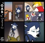 anthro barefoot bau_husky black_clothing black_nose black_topwear blue_body blue_eyes blue_fur canid canine canis clothed clothing comic curled_tail dialogue domestic_dog duo feet footwear fur gab_(comic) gab_shiba gabshiba husky inside lonely male mammal multicolored_body multicolored_fur nordic_sled_dog pictographics sad shiba_inu shoes sleeveless_hoodie sneakers solo spanish_text spitz tail text topwear translated two_tone_body two_tone_fur url white_body white_fur yellow_body yellow_fur