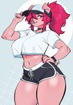 Rating: s
ID: 5365326
Date: 2025-02-11 00:30:46 -0500
Status: active
Score: 77
absurd_res anthro athletic_wear baseball_cap big_breasts bottomwear breasts choker clothed clothed_anthro clothed_female clothing coiled_tail colored_nails crop_top curled_tail digital_media_(artwork) dolphin_shorts domestic_pig female female_anthro fingers floppy_ears gym_bottomwear gym_shorts hair hair_over_eye hand_on_hip hat headgear headwear hi_res hotpants jewelry looking_at_viewer mammal midriff nails necklace pink_body pink_eyes pink_skin ponytail red_hair shirt short_tail shorts smile solo suid suine sus_(pig) tail thick_thighs topwear torou post #5365326