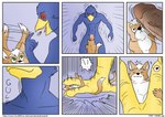 2012 4_toes anisodactyl anthro avian avian_feet beak bird canid canine comic dialogue digital_drawing_(artwork) digital_media_(artwork) drugs duo english_text erection falco_lombardi feet foot_focus fox fox_mccloud front_view genitals heart_eyes heart_symbol hindpaw humanoid_genitalia humanoid_penis james_howard macro macro_pill male male/male mammal nintendo paws penis pills pupils siman-clifton standing star_fox stomping tail tail_motion tailwag text toes unusual_pupils url