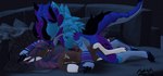 3d_(artwork) 3d_modeling anal anal_penetration anthro bed big_boi_pumpkin0paws blue_body blue_fluff blush brown_body claws dark_room detailed_background digital_media_(artwork) dominant dominant_male duo fluffy from_front_position furniture genitals helado hi_res horn intimate knot lying male male/male missionary_position model on_back penetration penile penile_penetration penis penis_in_ass pumpkin0paws purple_fluff sex submissive submissive_male unity_(artwork) wicker wickerbeast