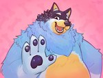 Rating: s
ID: 4969468
Date: 2024-08-07 08:08:40 -0400
Status: active
Score: 47
2023 4_fingers absurd_res anthro bandit_heeler belly black_body black_fur blue_body blue_fur bluey_(series) blush canid canine canis domestic_dog fingers fur greeting_viewer half-length_portrait hi_res male mammal multicolored_body neck_tuft open_mouth overweight overweight_male pawpads pink_background portrait simple_background solo toicobis tongue tuft yellow_belly yellow_body yellow_fur post #4969468