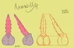 anatomically_correct animal_genitalia animal_penis armadillo armadillo_penis balls disembodied_penis erection genital_shot genitals hi_res kaiza_teira male mammal outline penis penis_shot solo xenarthran