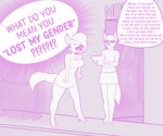Rating: s
ID: 3830048
Date: 2023-01-23 21:20:34 -0500
Status: active
Score: 75
6:5 big_breasts bouncer breasts clothed clothing clubbing crossgender dialogue duo english_text eyewear female gender_transformation hi_res hyena male_(lore) mammal max_(maxfloof) maxfloof monochrome mtf_transformation partially_clothed pink_and_grey pink_and_white purple_and_grey purple_and_white speech_bubble sunglasses tail text transformation yelling post #3830048
