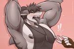 3:2 ahegao anthro armpit_hair aroused biceps blush body_hair clothing esszx eyes_closed fish hair hands_behind_head jewelry looking_pleasured male marine markings mole_(marking) necklace nipple_fetish nipple_piercing nipple_play nipple_slip nipples open_mouth paws piercing ponytail raised_arms shaking shark shirt solo stimulation tank_top tickling tongue tongue_out topwear zetto_(esszx) zetto_shark