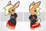 2024 >:) anthro bottomwear caffeinerabbit clothed clothing daphne_(deer) deer dolphin_shorts english_text female freckles fur grey_background hair hi_res hotpants humor looking_at_viewer mammal meme meme_clothing shirt shorts sign simple_background smile solo spots standing t-shirt text text_on_bottomwear text_on_clothing text_on_hotpants text_on_shirt text_on_shorts text_on_t-shirt text_on_topwear topwear tuft you_are_not_immune_to_propaganda