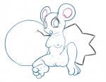 anthro anthrofied azurill breasts female generation_3_pokemon genitals looking_at_viewer mammal monochrome navel nintendo nipples nude open_mouth pokemon pokemon_(species) pokemorph posexe pussy rodent simple_background solo source_request spread_legs spreading white_background