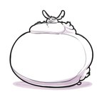 2018 air_inflation alien belly belly_inflation big_ears big_moobs big_nose chest_tuft digital_drawing_(artwork) digital_media_(artwork) disney experiment_(lilo_and_stitch) featureless_chest featureless_crotch feral front_view full-length_portrait greyscale immobile inflation lilo_and_stitch maddeku male monochrome moobs notched_ear nude nude_male portrait semi-anthro shaded short_tail simple_background smile solo stitch_(lilo_and_stitch) tail teeth tuft white_background