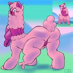 1:1 anthro big_breasts big_butt black_eyes breasts butt c2d2 camelid centaurworld colored digital_media_(artwork) female fluffy genitals grass huge_breasts huge_butt humanoid llama mammal mountain multicolored_body netflix outside pink_body plant purple_body pussy round_ears scut_tail shaded short_tail signature sky solo tail taur thick_thighs two_tone_body wammawink