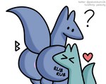 anthro anus anus_peek balls barely_visible_balls barely_visible_genitalia big_butt big_tail blue_body blue_fox_(foxes_in_love) butt butt_rubbing canid canine confusion duo fox foxes_in_love genitals green_body green_fox_(foxes_in_love) heart_symbol huge_butt male male/male male_(lore) mammal nuzzling pelnsfw pink_anus romantic romantic_couple simple_coloring simple_eyes simple_face tail trans_(lore) trans_man_(lore)