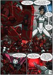 absurd_res american_opossum anthro armor blood bodily_fluids comic english_text female hi_res human in_our_shadow inside kitfox-crimson machine male mammal marsupial mecha procyonid raccoon text tourmaline_(kitfox-crimson) yash_(kitfox-crimson)