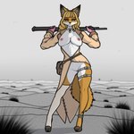 1:1 2024 accessory akai_hime_(wild_assault) anthro big_breasts blonde_hair breasts canid canine canis clothed clothing coat collar combat_cat_studio digital_media_(artwork) diskeit exposed exposed_breasts female footwear fox fur garter genitals gun hair heterochromia holding_object holding_weapon leg_garter legwear mammal multicolored_body multicolored_fur navel nipples partial_nudity partially_clothed pussy ranged_weapon shoes shotgun solo tail topwear tuft weapon white_body wild_assault