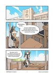 adolescent anthro base_three_layout blockage_(layout) canid canine canis canyne_khai comic english_text four_frame_image hi_res horizontal_blockage male mammal rook_(canyne_khai) school sitting solo text three_row_layout url wolf young