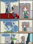 2011 3:4 anthro babystar biped clothing comic detailed_background dialogue digital_media_(artwork) duo english_text felid female fur gemma_polson hair hi_res lion male mammal pantherine paul_grayson rodent sciurid shirt text topwear tree_squirrel