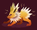 2015 ambiguous_gender canid canine eeveelution electricity feral fur generation_1_pokemon jolteon mammal nini_(artist) nintendo paws pokemon pokemon_(species) quadruped solo teeth yellow_body yellow_electricity yellow_fur