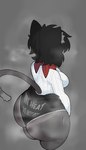 anthro big_butt black_hair breasts butt clothed clothing domestic_cat felid feline felis female hair hi_res huge_butt in_heat in_heat_do_not_pet long_sleeves mammal panties rear_view solo tail thick_thighs underwear vammzu