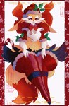 absurd_res ambiguous_gender anthro braixen candy candy_cane christmas christmas_clothing christmas_headwear clothing dessert english_text femboy food generation_6_pokemon hat headgear headwear hi_res holidays legwear nintendo pokemon pokemon_(species) pupils red_eyes santa_hat sarifairy slit_pupils solo text thick_thighs thigh_highs