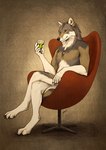 2018 4_toes 5_fingers absinthe_(drink) alcohol anthro athletic athletic_anthro athletic_male beverage black_claws black_lips black_nose black_pawpads blue_eyes canid canine canis casual_nudity chair claws closed_smile container crossed_legs cup digitigrade drinking_glass eurasian_wolf feet finger_claws fingers fluffy fluffy_tail full-length_portrait fur furniture glass glass_container glass_cup gloves_(marking) grey_body grey_fur holding_beverage holding_container holding_cup holding_glass holding_object inner_ear_fluff jewelry johis lips looking_at_viewer male male_anthro mammal mane markings mouth_closed multicolored_body multicolored_fur neck_tuft necklace nude nude_anthro nude_male on_chair pawpads paws portrait relaxing shaded simple_background simple_shading sitting sitting_on_chair smile smiling_at_viewer solo tail tan_background tan_body tan_fur textured_background three-quarter_view toe_claws toes tuft warm_colors whisker_spots white_body white_fur wolf zipler