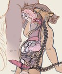 anatomically_correct anatomically_correct_genitalia anatomy animal_genitalia animal_penis anthro balls castration charn_(character) cock_and_ball_torture consuming_genitalia duo eating_genitalia english_text epididymis equid equine equine_genitalia equine_penis erection felid genital_mutilation genital_torture genitals gore gore_focus hi_res horse lostdragon01 male male/male mammal mutilation nude open_mouth pantherine penis severed_balls severed_body_part severed_genitals simple_background text tiger xray_view zipper_spine