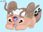 4:3 alien ambiguous_gender antennae_(anatomy) artist_name blep blue_background blue_eyes blue_nose blue_tongue brown_antennae brown_body brown_tail bubble bubble_bath cute_fangs digital_drawing_(artwork) digital_media_(artwork) disney experiment_(lilo_and_stitch) fan_character feral fur h.t._(sketch-lampoon) heterochromia lilo_and_stitch multicolored_tongue psychedelic-lemur quadruped red_eyes red_nose red_tongue simple_background solo tail tan_body tan_fur tongue tongue_out two_tone_nose two_tone_tongue