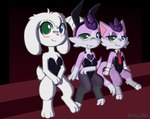 alpha_channel anthro breasts bunny_costume cave_story clothing costume eyeshadow fake_ears fake_rabbit_ears feeshyartist felid feline female fishnet_clothing fishnet_legwear group hi_res kobold lagomorph leggings legwear makeup mammal mimiga mizu_(feeshyartist) necktie philikkahn scalie trio