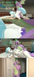 3d_(artwork) absurd_res anthro anthro_on_anthro anthro_penetrated anthro_penetrating anthro_penetrating_anthro anthrofied bed big_breasts biped bodily_fluids breasts butt coco_pommel_(mlp) comic cum dialogue digital_media_(artwork) english_text equid equine female female_penetrated fingers friendship_is_magic furniture genital_fluids genitals hasbro hi_res male male/female male_penetrating male_penetrating_female mammal my_little_pony papadragon69 penetration pupil scalie sex spike_(mlp) text