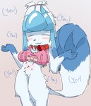 4chan anthro blue_body blue_fur blue_tail bottomless bra clothed clothing collar eeveelution female fur generation_4_pokemon gesture glaceon multi_nipple nintendo nipples offmodel_(pitzspecial) pink_bra pink_clothing pink_underwear pitzspecial pokemon pokemon_(species) red_collar shrug smug solo tail tied_ears underwear